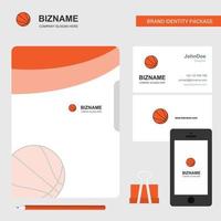 carte de visite de couverture de fichier de logo d'entreprise de basket-ball et illustration vectorielle de conception d'application mobile vecteur