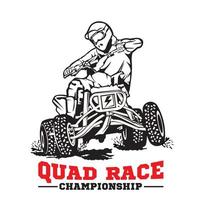 course de sport extrême quad atv dans la conception de logo de badge, bon pour la conception de t-shirt et le logo de l'événement de championnat vecteur