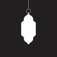 eps10 vecteur blanc lanterne de ramadan ou icône d'art solide dangler isolé sur fond noir. symbole de lampe de poche ou de lampe dans un style moderne et plat simple pour la conception, le logo et l'application mobile de votre site Web