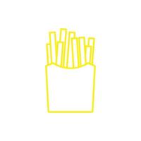 eps10 vecteur jaune fast food français frites icône isolé sur fond blanc. frites frites dans un symbole d'emballage dans un style moderne et plat simple pour la conception de votre site Web, votre logo et votre application mobile