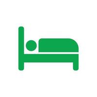 eps10 vecteur vert homme endormi sur l'icône d'art solide de lit isolé sur fond blanc. symbole rempli d'hôtel et de motel dans un style moderne et plat simple pour la conception de votre site Web, votre logo et votre application mobile