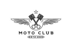 ailes de piston croisées pour garage personnalisé ou logo de club de motards de moto vecteur