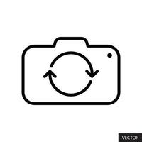 passez à la caméra avant, à la caméra selfie, à la caméra arrière ou à l'icône de la caméra arrière dans la conception de style de ligne isolée sur fond blanc. trait modifiable. vecteur