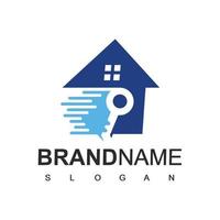 création de logo de maison clé, modèle vectoriel de conception de symbole d'icône de logo immobilier