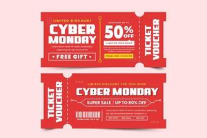 le modèle de conception de bon ou de coupon cyber monday est facile à personnaliser vecteur