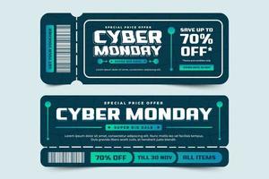 le modèle de conception de bon ou de coupon cyber monday est facile à personnaliser vecteur