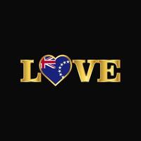 typographie de l'amour doré vecteur de conception du drapeau des îles Cook
