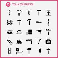 outils et construction pack d'icônes de glyphes solides pour les concepteurs et les développeurs vecteur