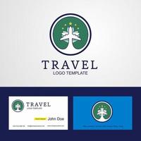 conception de logo et de carte de visite de drapeau de cercle créatif de voyage macao vecteur
