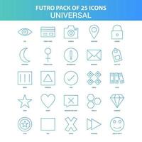 25 pack d'icônes universel futuro vert et bleu vecteur