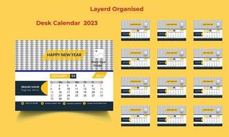 modèle de calendrier de bureau du nouvel an 2023, modèle de calendrier de bureau, calendrier de bureau de 12 mois inclus, calendrier de bureau d'entreprise de 12 pages vecteur