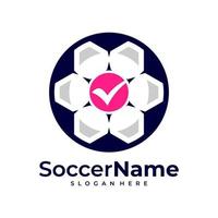 vérifier le modèle de logo de football, vecteur de conception de logo de contrôle de football