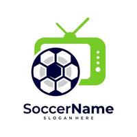 modèle de logo de football de télévision, vecteur de conception de logo de football