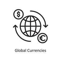 illustration de conception d'icône de contour vectoriel de devises mondiales. symbole des affaires et des finances sur fond blanc fichier eps 10