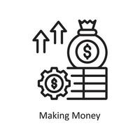 faire de l'argent vecteur contour icône illustration de conception. symbole des affaires et des finances sur fond blanc fichier eps 10
