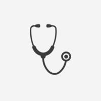 vecteur d'icône de stéthoscope isolé. médecin, santé, médical, médecine, signe de symbole d'hôpital
