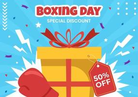 boxing day vente fond de dessin animé plat illustration de modèles dessinés à la main vecteur