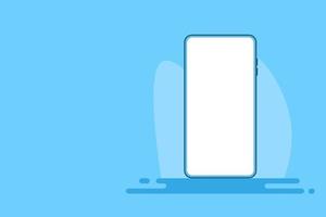 écran blanc de maquette de smartphone. vecteur de téléphone portable ssolé sur fond bleu