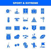 sport et icônes de glyphes solides extrêmes définies pour l'infographie le kit uxui mobile et la conception d'impression incluent le jeu de balle de football le jeu d'icônes en ligne de jeu mobile de sport vecteur