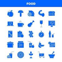 icône de glyphe solide de nourriture pour l'impression web et kit uxui mobile tel que citron nourriture fruits santé burger boisson restauration rapide pictogramme pack vecteur