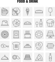 icône de ligne de nourriture et de boisson pour l'impression web et le kit uxui mobile tel que la nourriture kiwi manger boulangerie pain nourriture gâteau média pictogramme pack vecteur