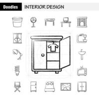 design d'intérieur icônes dessinées à la main pour infographie kit uxui mobile et conception d'impression comprennent fer électronique appareils ménagers articles électroniques baignoire eps 10 vecteur