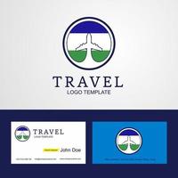 conception de logo et de carte de visite de drapeau de cercle créatif de voyage lesotho vecteur