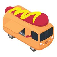 icône de camion de hot-dog, style isométrique vecteur
