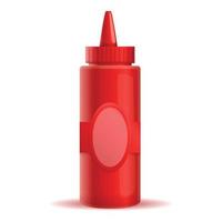 icône de bouteille en plastique de ketchup, style cartoon vecteur