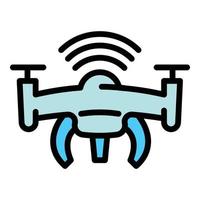 icône de connexion de drone radio, style de contour vecteur