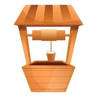 icône de puits de bois, style cartoon vecteur