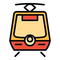icône de voiture de tramway de ville, style de contour vecteur