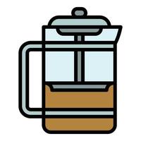 icône de presse en verre de café, style de contour vecteur