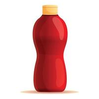 icône de bouteille de sauce rouge, style cartoon vecteur