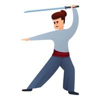 icône de position de combat de samouraï, style cartoon vecteur