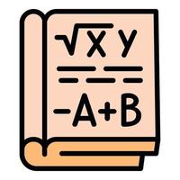 icône de livre de mathématiques, style de contour vecteur