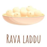 icône de nourriture rava laddu, style cartoon vecteur