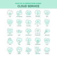 25 jeu d'icônes de service cloud vert vecteur