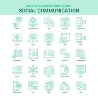 25 jeu d'icônes de communication sociale verte vecteur