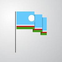république sakha agitant le drapeau fond créatif vecteur