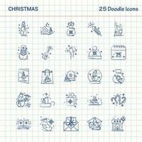noël 25 icônes doodle jeu d'icônes d'affaires dessinés à la main vecteur