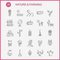 nature et agriculture pack d'icônes dessinées à la main pour les concepteurs et les développeurs icônes de grange bâtiment porte ferme agriculture nature ronde montagne vecteur