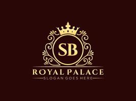 lettre sb logo victorien de luxe royal antique avec cadre ornemental. vecteur