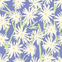 fleurs légères avec pinceau de feuilles vertes texturées sur fond bleu vif. motif floral sans couture pour le fond de la couverture en tissu. graphique vectoriel