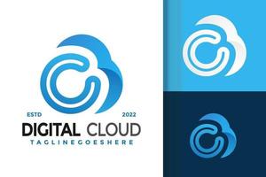 création de logo de nuage de lettre c, vecteur de logos d'identité de marque, logo moderne, modèle d'illustration vectorielle de dessins de logo