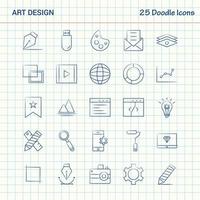 art design 25 icônes doodle jeu d'icônes d'affaires dessinés à la main vecteur