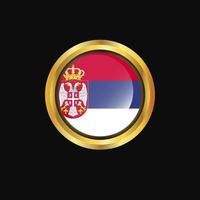 drapeau serbie bouton doré vecteur