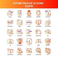 jeu d'icônes orange futuro 25 gdpr vecteur