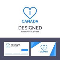 carte de visite créative et modèle de logo amour coeur canada illustration vectorielle vecteur
