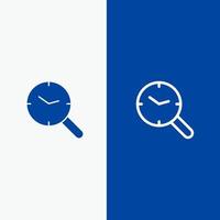 recherche recherche montre horloge ligne et glyphe icône solide bannière bleue ligne et glyphe icône solide bannière bleue vecteur